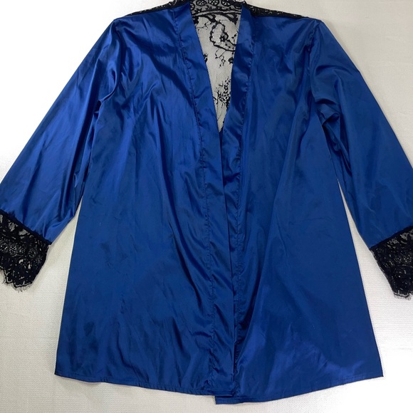 Intimate Silky Satin Lace Trim Night Cardigan Robe Size XL A - Picture 4 of 7